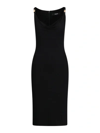 Versace Corset Midi Dress In Black