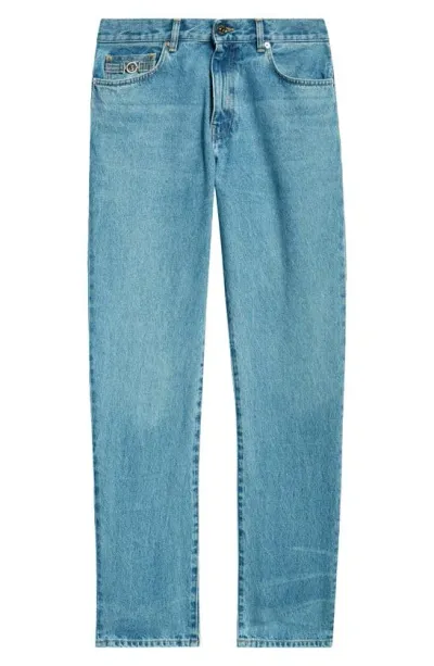 Versace Regular Fit Medusa Biggie Detail Jeans In Faded Light Blue