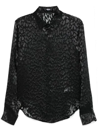 Versace Shirt With Animal Print In Black  