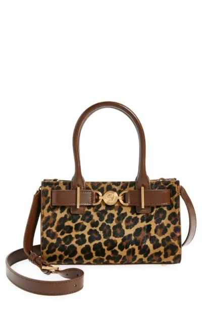 Versace Small Medusa 95 Leopard Print Genuine Calf Hair Tote In Brown