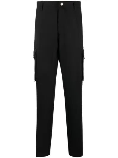 Versace Straight-leg Wool Cargo Trousers In Black