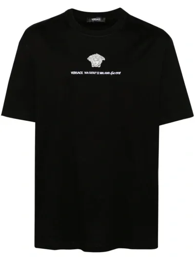 Versace Medusa Milano Cotton T-shirt In Black