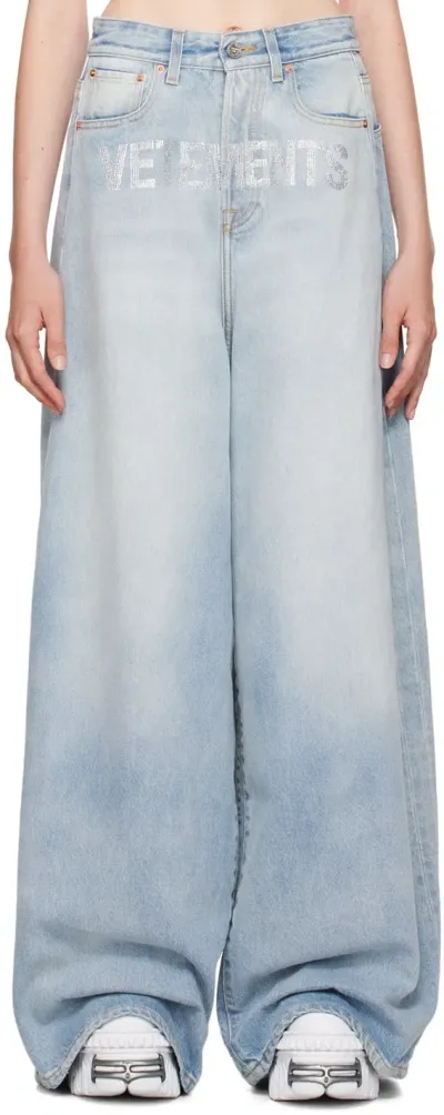 Vetements Blue Crystal Big Shape Jeans