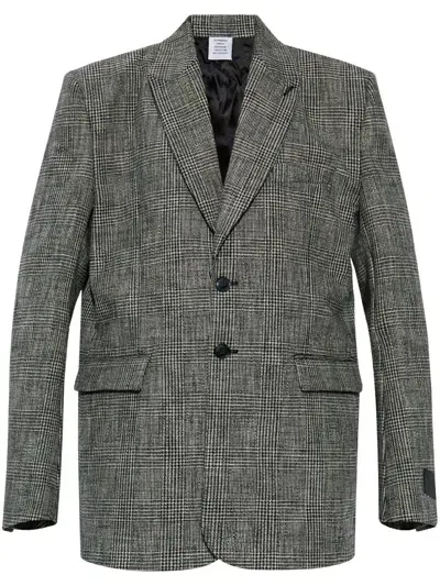 Vetements Checkered Cotton Blazer In Black