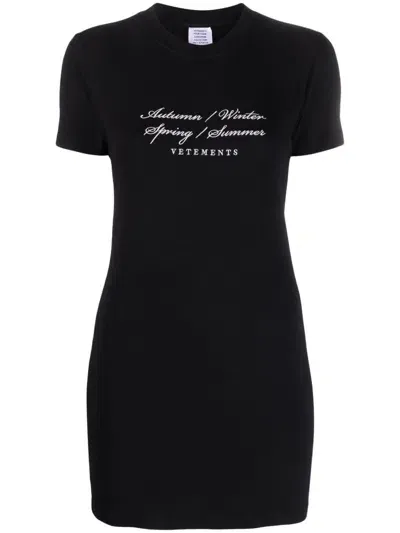 Vetements Graphic-print T-shirt Minidress In Black