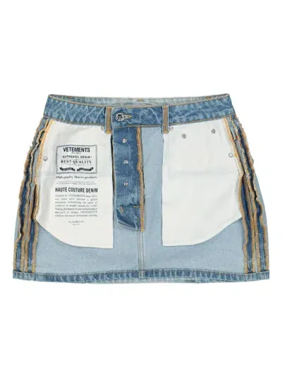 Vetements Inside-out Denim Skirt In Blue