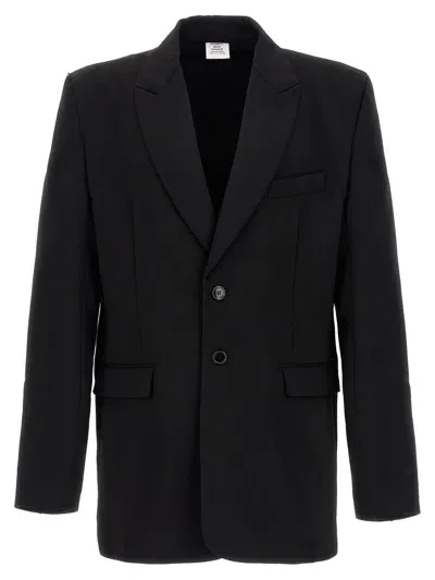 Vetements Logo Embroidered Blazer Black