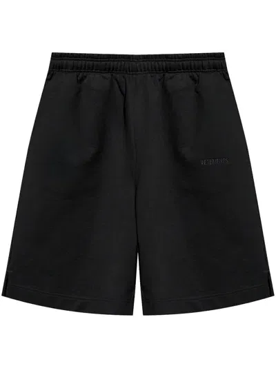 Vetements Logo-embroidered Track Shorts In Black