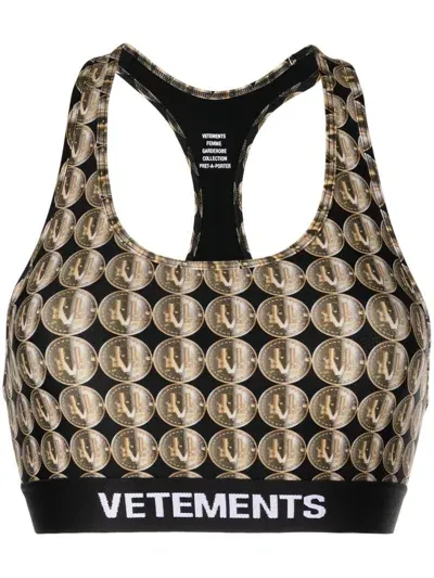 Vetements Logo-print Racerback Sports Bra In Black