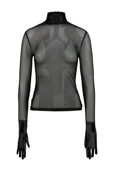 Vetements Mesh Styling Top Whit Gloves Clothing In Black