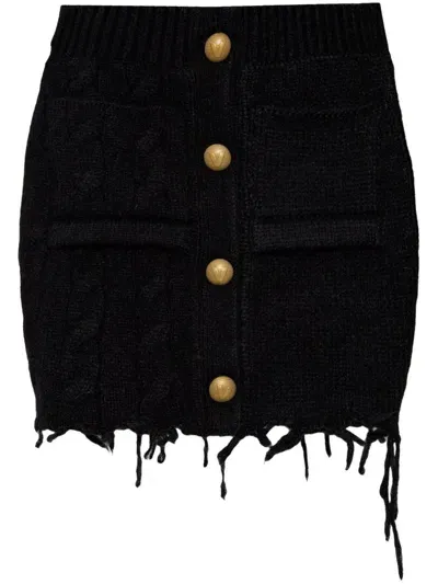 Vetements Raw-cut Wool Mini Skirt In Black