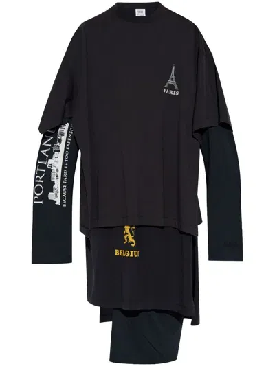 Vetements Tourist Midi Dress In Black