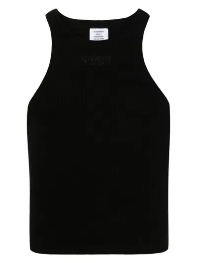 Vetements Women's Logo Cotton Tank Top In Black