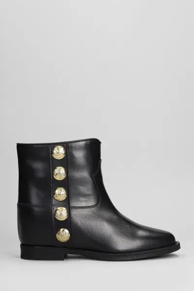 Via Roma 15 Ankle Boots Inside Wedge In Black Leather