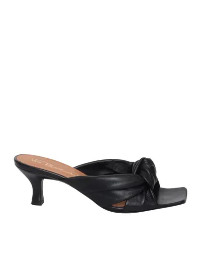 Via Roma 15 Black Leather Sandal