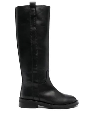 Via Roma 15 Leather Knee Boots In Black