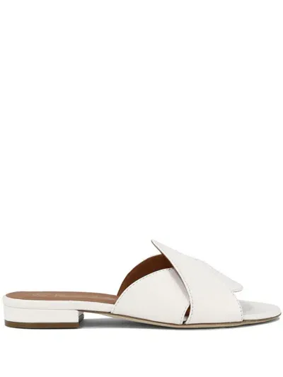 Via Roma 15 Open Toe Leather Sandals In White