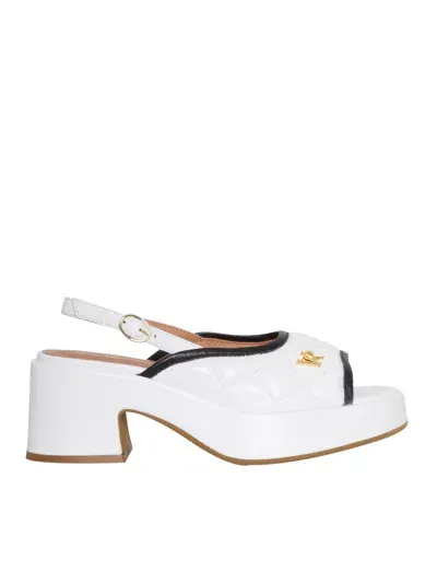 Via Roma 15 White Leather Sandals