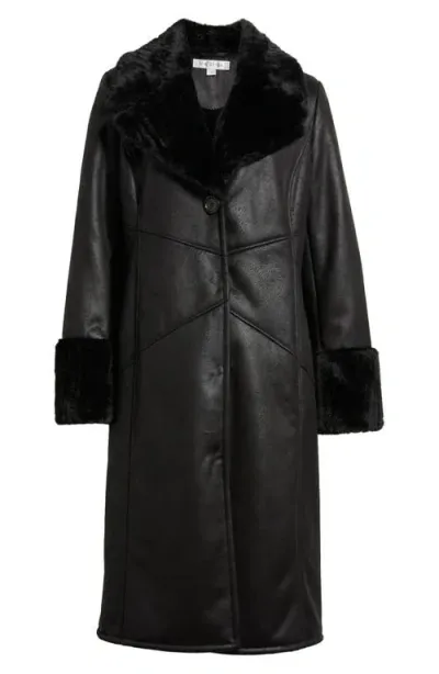 Via Spiga Faux Shearling Coat In Black