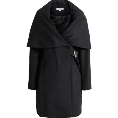 Via Spiga Hooded Wool Blend Belted Coat In Black