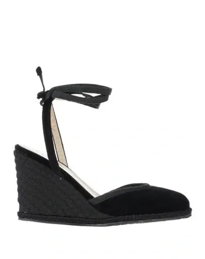 Vibi Venezia 100mm Nero Velvet Espadrille Wedges In Black