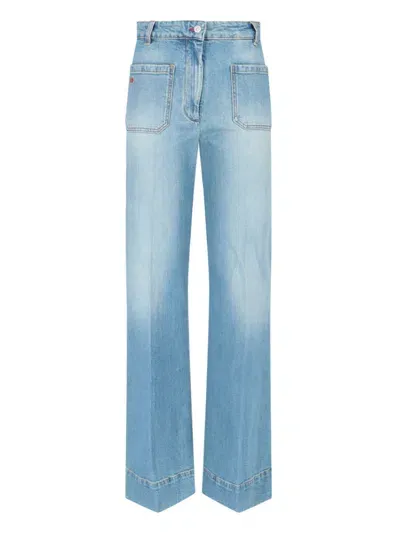 Victoria Beckham "alina" Palazzo Jeans In Blue