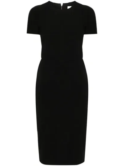 Victoria Beckham Textured Zipped Midi Dress In Black