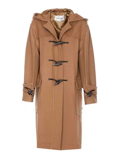 Victoria Beckham Camel Oversized Coat In Beige