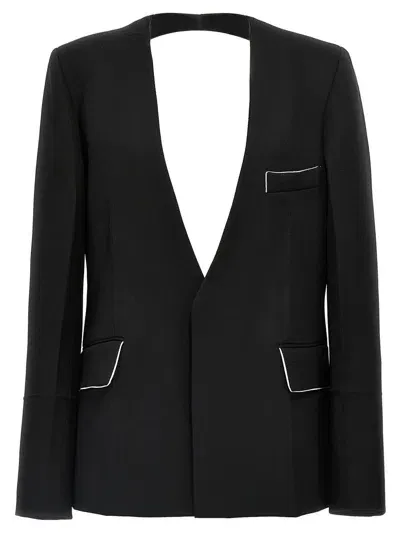 Victoria Beckham Open-back Blazer With Shrunken Collarless Design In Black