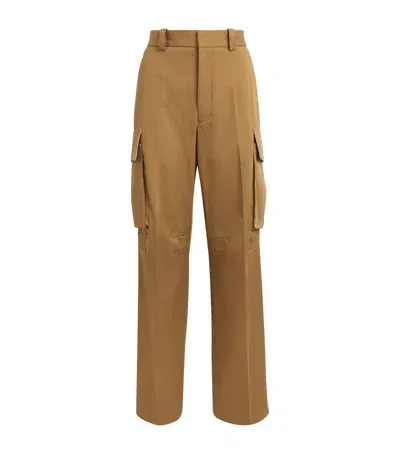 Victoria Beckham Cotton Cargo Trousers In Beige