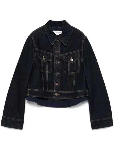 Victoria Beckham Cropped Denim Jacket In Blue