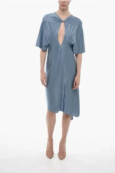 Victoria Beckham Draped Midi Dress With Cut-out Detail In Blue