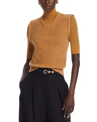 Victoria Beckham Elbow Sleeve Layered Sweater In Camel