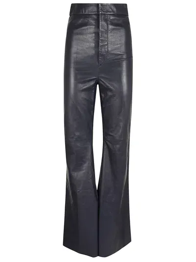 Victoria Beckham Flared Leather Trouser In Blue