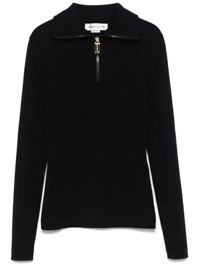 Victoria Beckham Half Zip High Neck Sweater In Blue