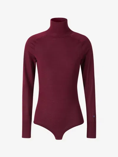 Victoria Beckham High Neck Wool Bodysuit In Red