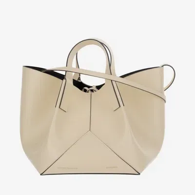 Victoria Beckham Logo Leather Shoulder Bag In White