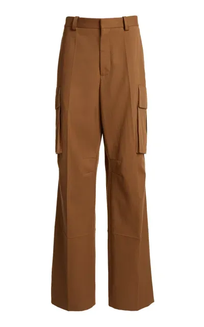 Victoria Beckham Mid-rise Cotton Wide-leg Cargo Pants In Brown