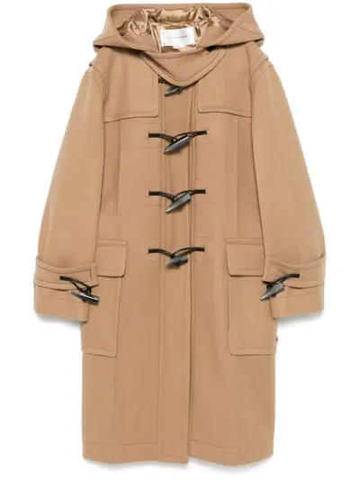 Victoria Beckham Oversized Duffle Coat In Brown