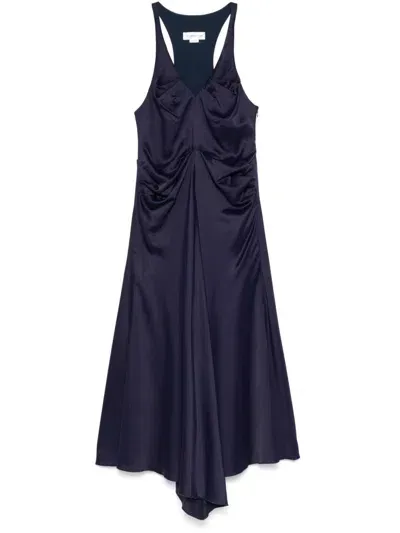 Victoria Beckham Pleated Maxi Dress In Blue