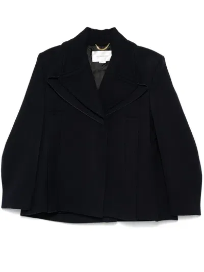 Victoria Beckham Pointed-shoulder Peacoat In Blue