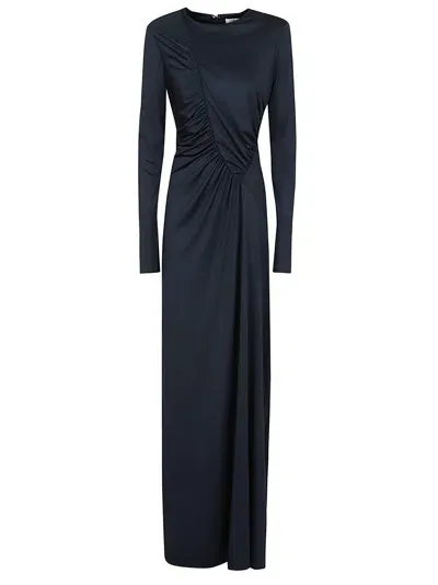 Victoria Beckham Ruched Detail Gown In Blue