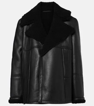 Victoria Beckham Shearling Peacoat In Black