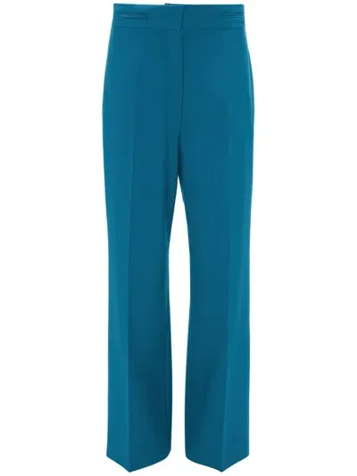 Victoria Beckham Waistband-detail Straight-leg Trousers In Blue