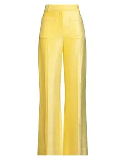 Victoria Beckham Chenille Flared Pants In Yellow