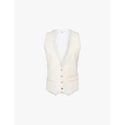 Victoria Beckham Womens Bone V-neck Regular-fit Woven Waistcoat