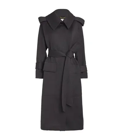 Victoria Beckham Wool Trench Coat In Grey