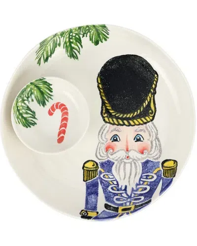 Vietri Nutcrackers Chip And Dip Set In Blue