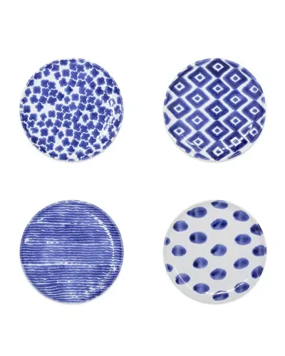 Vietri Santorini Assorted Cocktail Plates, Set Of 4 In Blue