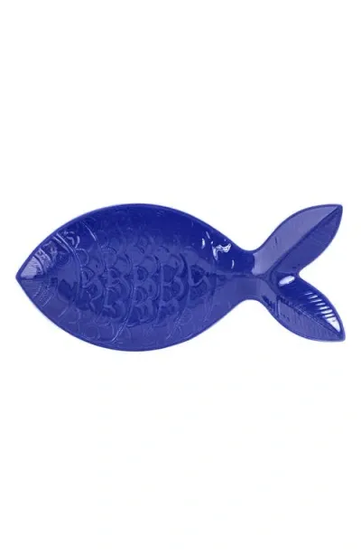 Vietri Santorini Figural Fish Platter In Blue